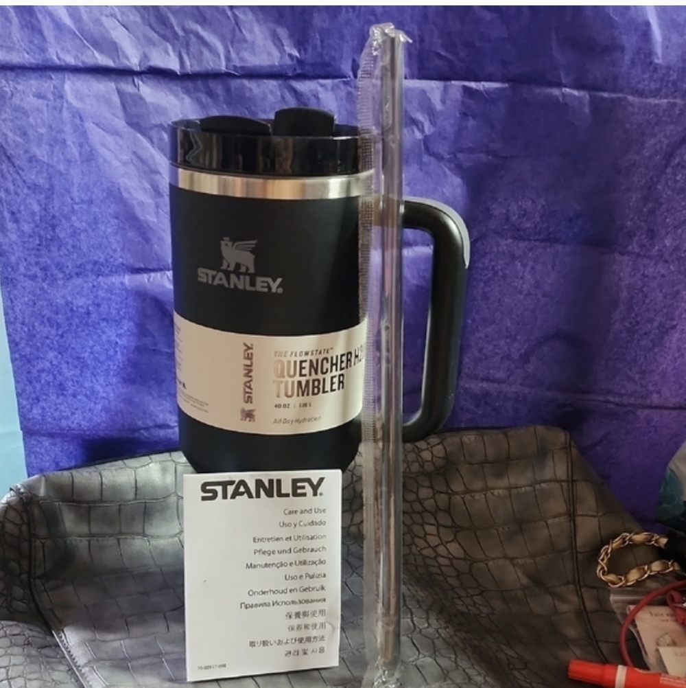 Stanley Black Insulated Travel Mug with Clear Straw